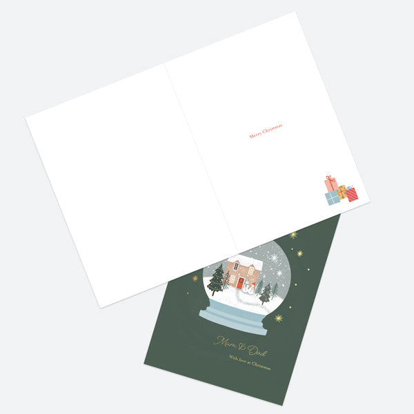 Luxury Foil Christmas Card - Festive Sentiments - Snowglobe - Mum & Dad