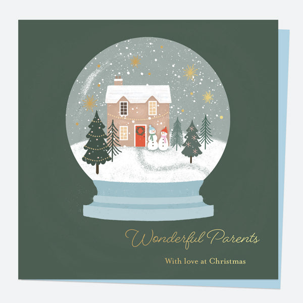 Luxury Foil Christmas Card - Festive Sentiments - Snowglobe - Parents