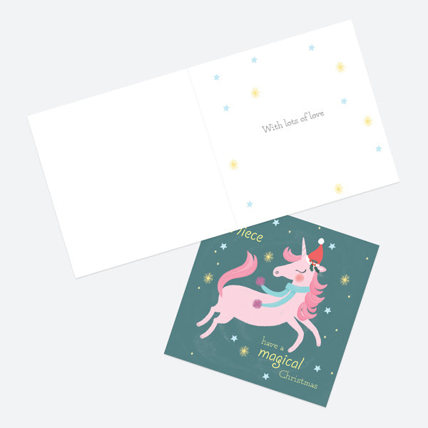 Christmas Card - Festive Unicorn - Lovely Niece