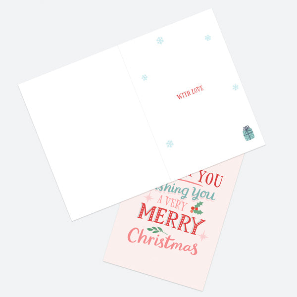 Christmas Card - Homespun Typography - Pastel Pink - Both Of You