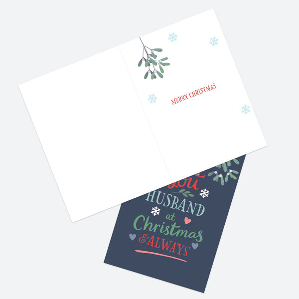 Christmas Card - Homespun Typography - Mistletoe Navy - Husband