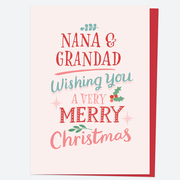 Christmas Card - Homespun Typography - Nana & Grandad