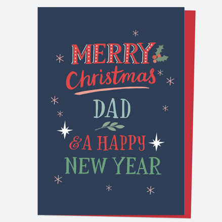 Christmas Card - Homespun Typography - Navy Blue - Dad