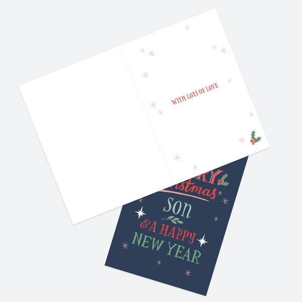 Christmas Card - Homespun Typography - Navy Blue - Son