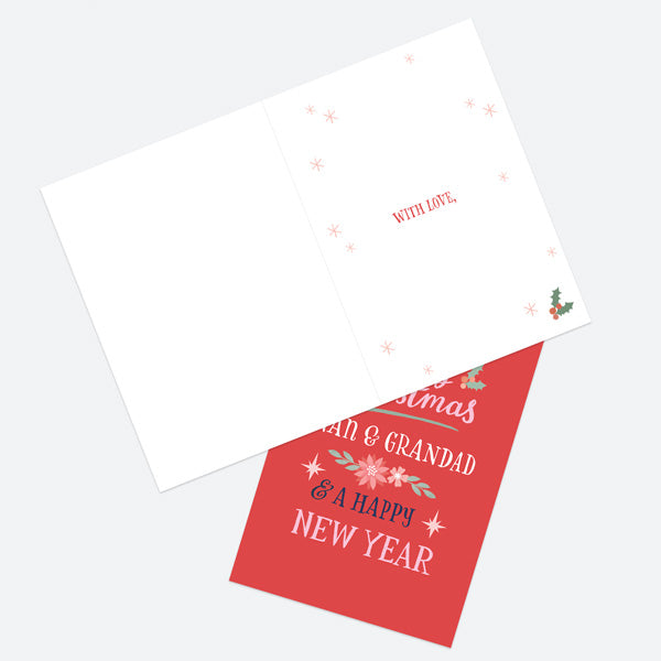 Christmas Card - Homespun Typography - Rudolph Red - Nan & Grandad