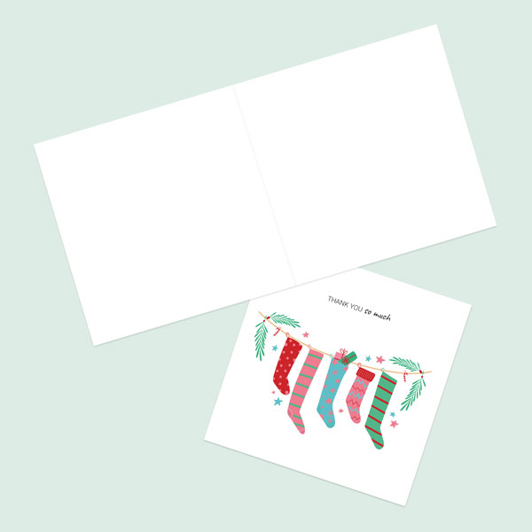 Christmas Thank You Card - Festive Brights - Christmas Stockings