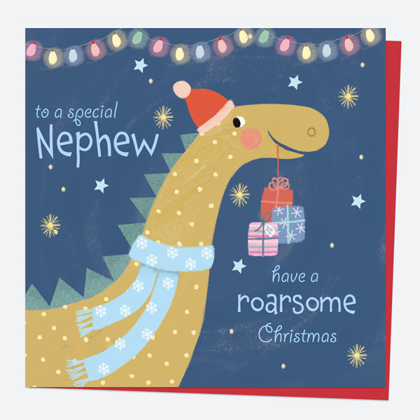 Christmas Card - Jolly Dinosaur - Special Nephew