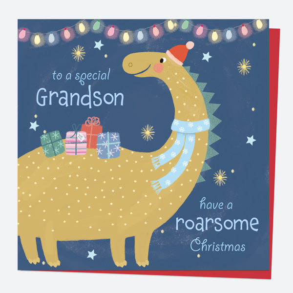 Christmas Card - Jolly Dinosaur - Special Grandson