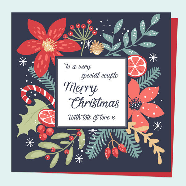 Christmas Card - Navy Festive Foliage - Special Couple
