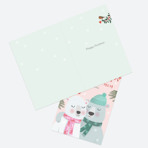 Christmas Card - Polar Pals - Cute Polar Bears - Dad & Step-Mum