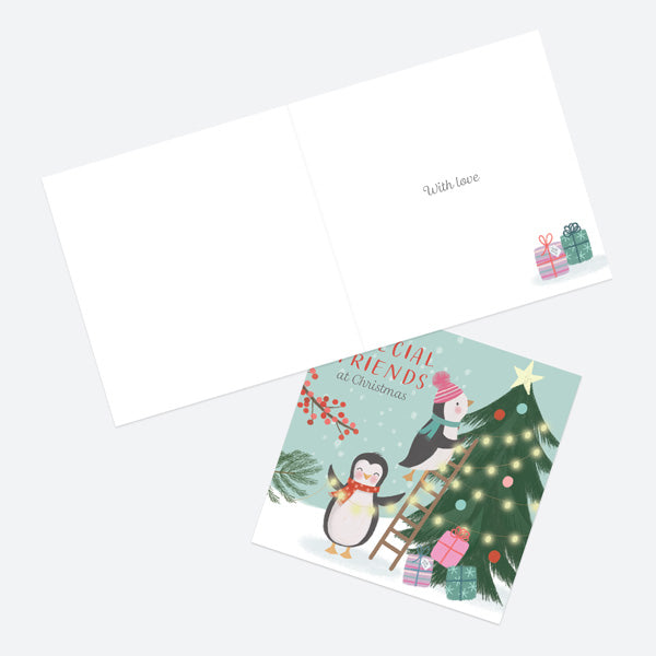 Christmas Card - Polar Pals - Decorating Tree - Special Friends