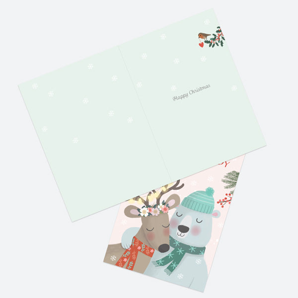 Christmas Card - Polar Pals - Deer & Polar Bear - Mummy & Daddy