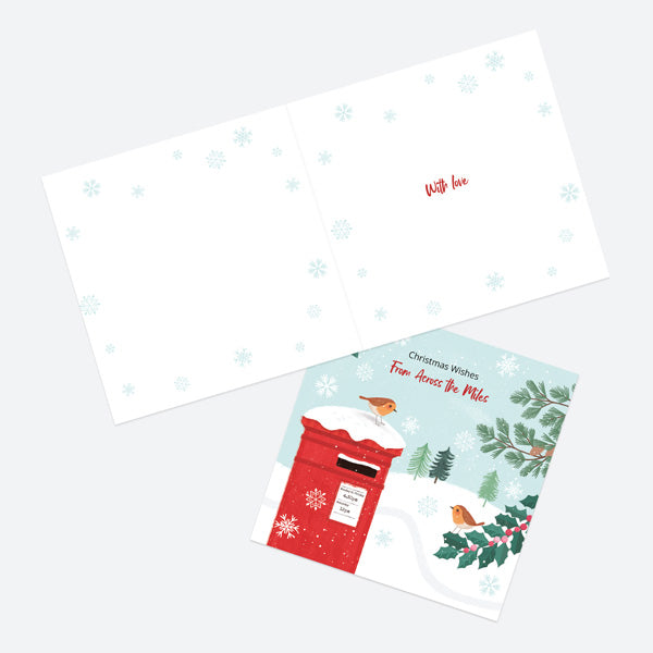 Christmas Card - Postbox & Robin - Snowy Day - Across The Miles