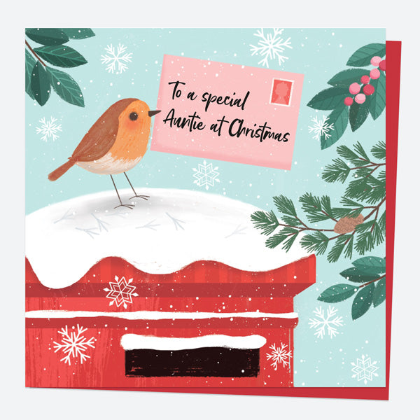 Christmas Card - Postbox & Robin - Special Delivery - Auntie