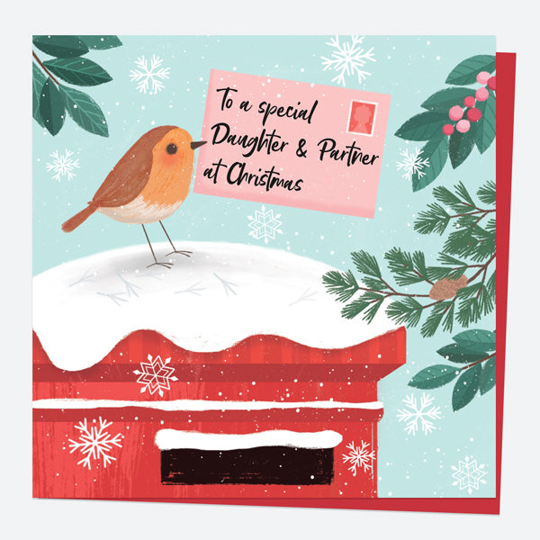 Christmas Card - Postbox & Robin - Special Delivery - Daughter & Partner