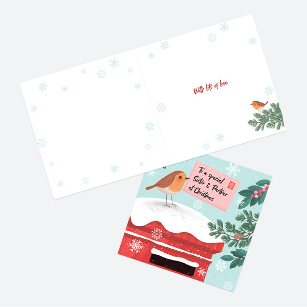 Christmas Card - Postbox & Robin - Special Delivery - Sister & Partner