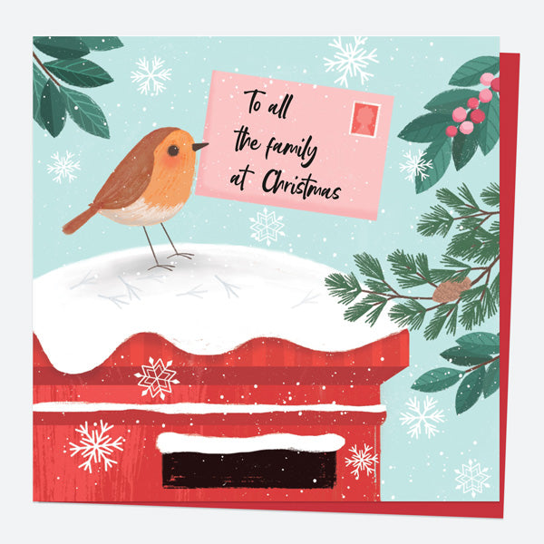 Christmas Card - Postbox & Robin - Special Delivery - To All The Family