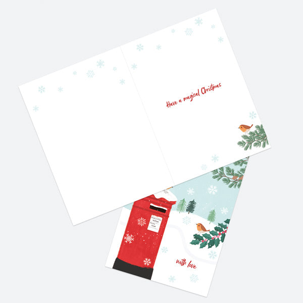 Christmas Card - Postbox & Robin - Winter Mail - Merry Christmas