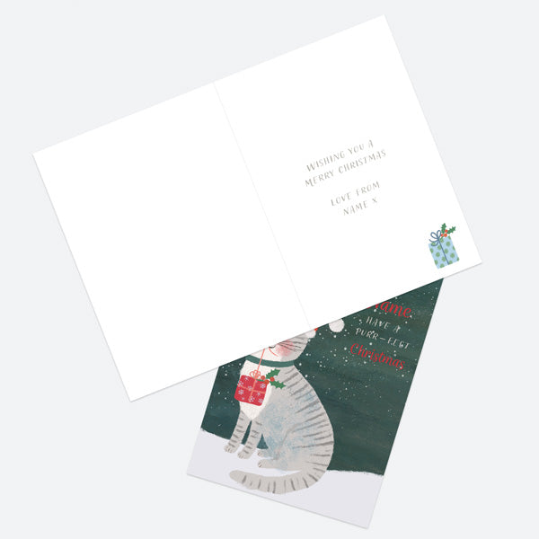 Personalised Single Christmas Card - Santa Paws - Best Cat - Name