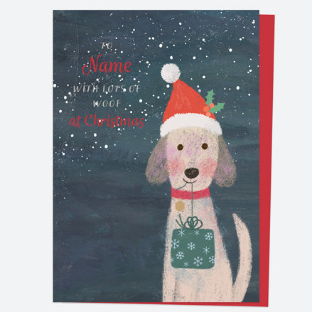 Personalised Single Christmas Card - Santa Paws - Best Dog - Name
