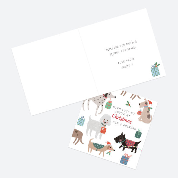 Personalised Single Christmas Card - Santa Paws - Yappy Christmas - Nan & Grandad