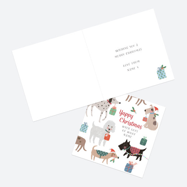 Personalised Single Christmas Card - Santa Paws - Yappy Christmas - Name