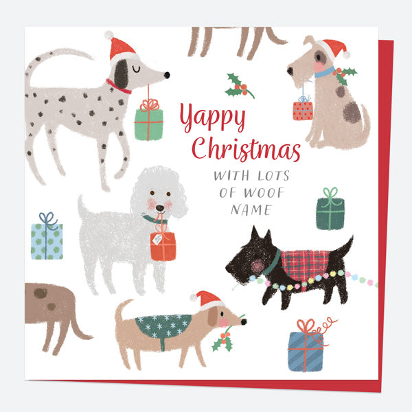 Personalised Single Christmas Card - Santa Paws - Yappy Christmas - Name