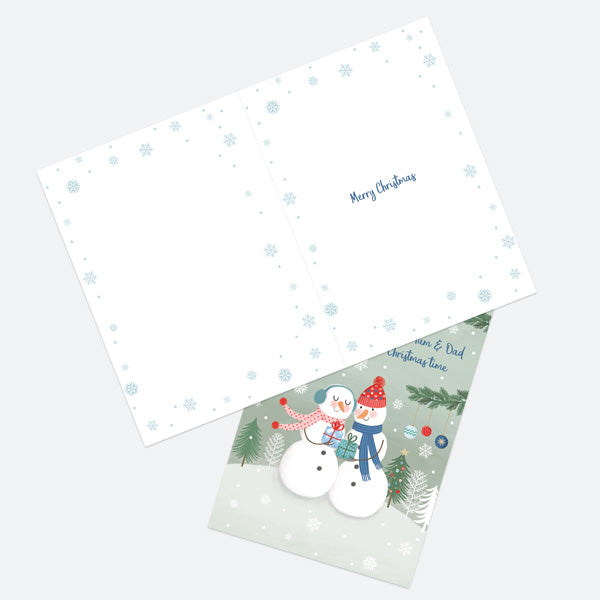 Christmas Card - Snowman Scene - Couple - Mum & Dad