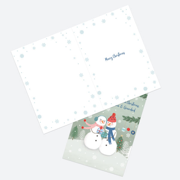 Christmas Card - Snowman Scene - Couple - Nana & Grandad