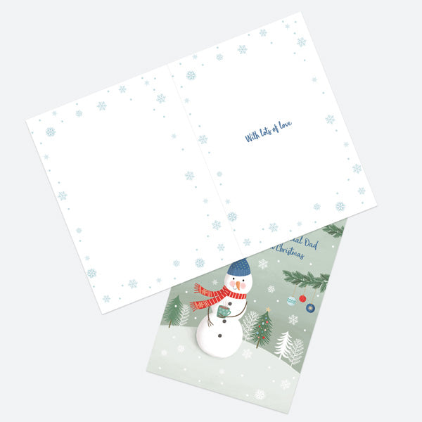 Christmas Card - Snowman Scene - Forest - Dad