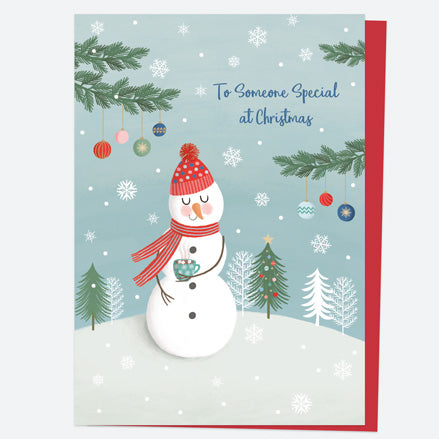 Christmas Card - Snowman Scene - Forest - Someone Special