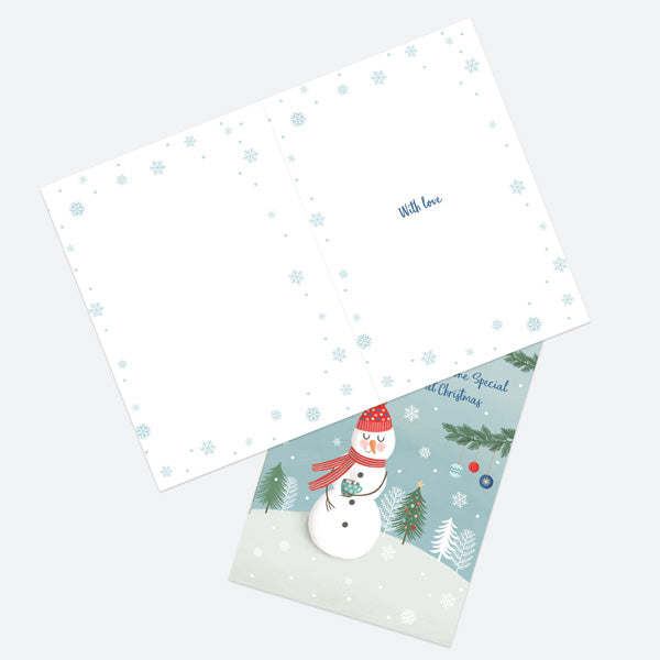 Christmas Card - Snowman Scene - Forest - Someone Special