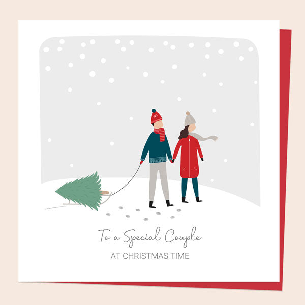 Christmas Card - Treasured Memories Buying The Tree - To A Special Couple