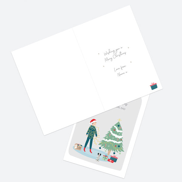 Personalised Single Christmas Card - Treasured Memories - Wrapped In Lights - Dad