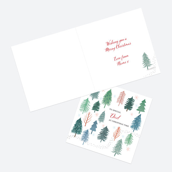 Personalised Single Christmas Card - Winter Wonderland - Snowy Forest - Special Dad