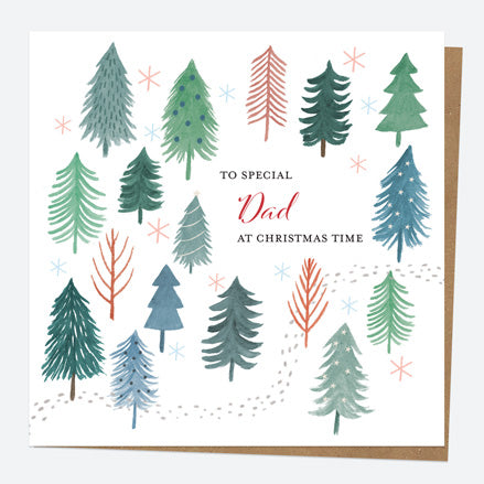 Personalised Single Christmas Card - Winter Wonderland - Snowy Forest - Special Dad