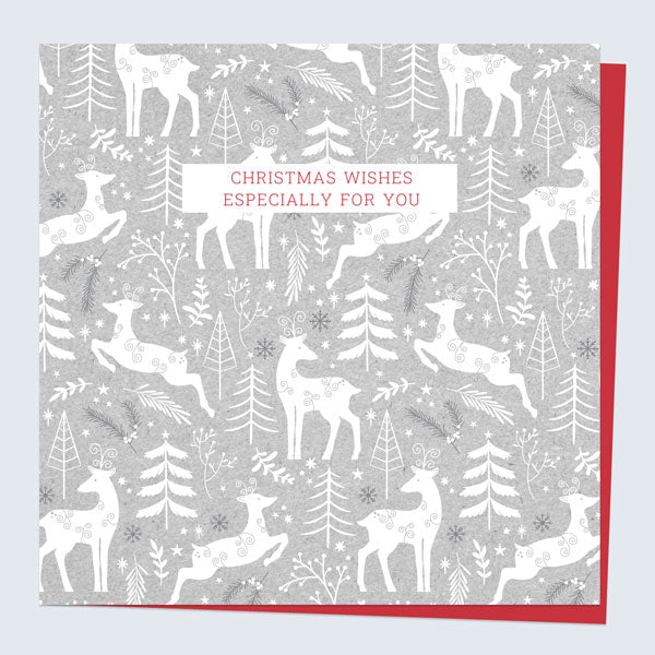 Christmas Card - Woodland Scandi Pattern - Christmas Wishes Especially For You