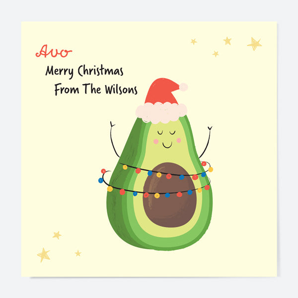 Personalised Christmas Cards - Festive Food - Avocado - Pack of 10