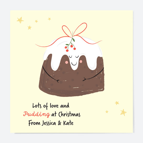 Personalised Christmas Cards - Festive Food - Pudding - Pack of 10