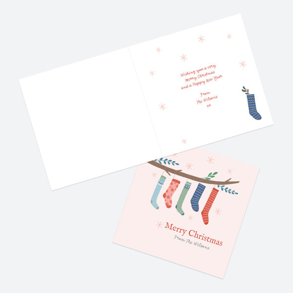 Personalised Christmas Cards - Festive Love - Stockings - Pack of 10