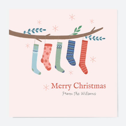 Personalised Christmas Cards - Festive Love - Stockings - Pack of 10