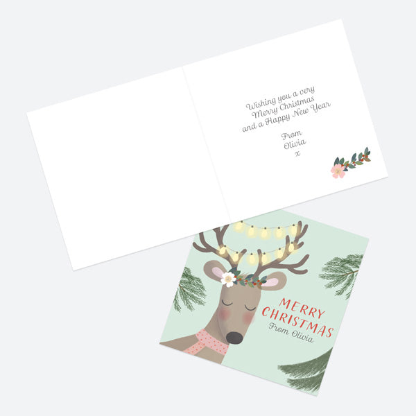 Personalised Christmas Cards - Polar Pals - Cute Deer - Pack of 10