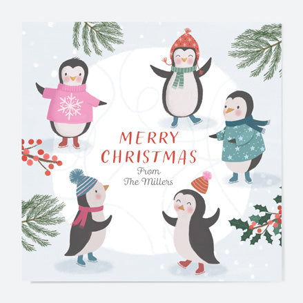 Personalised Christmas Cards - Polar Pals - Ice Skating - Pack of 10