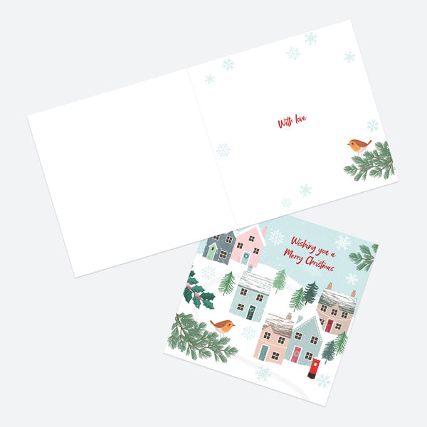 Christmas Cards - Postbox & Robin - Village Scene - Pack of 5