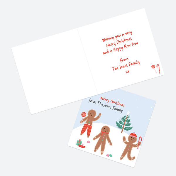 Personalised Christmas Cards - Sweet Christmas - Gingerbread Friends - Pack of 10