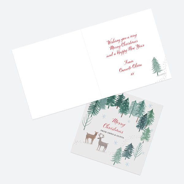 Personalised Christmas Cards - Winter Wonderland - Reindeer Forest - Pack of 10