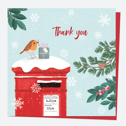Christmas Thank You Card - Postbox & Robin - Special Delivery