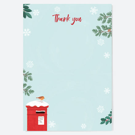 Postbox & Robin - Special Delivery - Christmas Thank You Notelet - Pack of 20