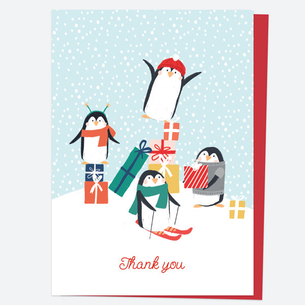 Christmas Thank You Open Out Cards - Snow Fun - Pack of 10