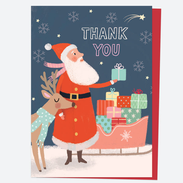 Christmas Thank You Open Out Cards - Delivering Presents - Pack of 10